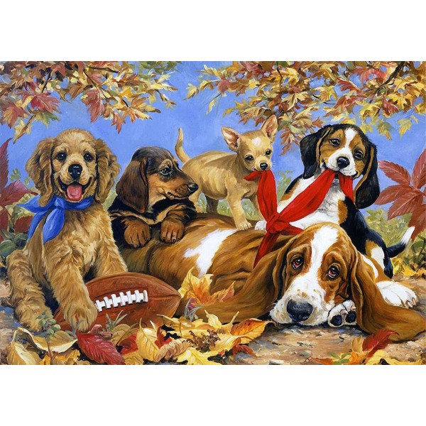 Mozaika diamentowa 30 x 40 – psy jesienią Diamond Painting