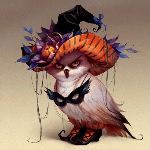 Sowa w kapeluszu Diamond Painting