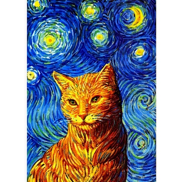 Kot w nocy Diamond Painting