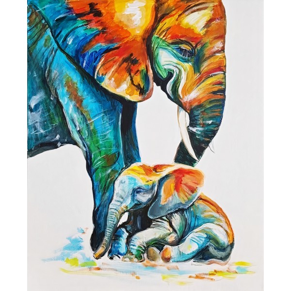 Kolorowe słonie Diamond Painting