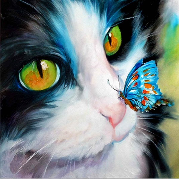 Kot z motylem Diamond Painting