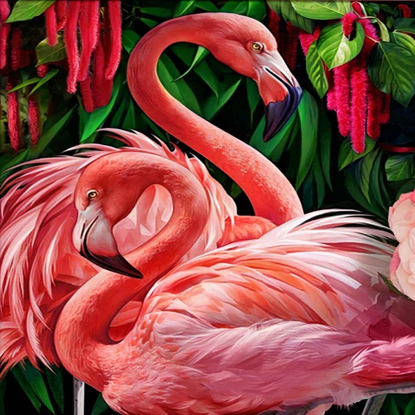 Flamingi wśród drzew Diamond Painting