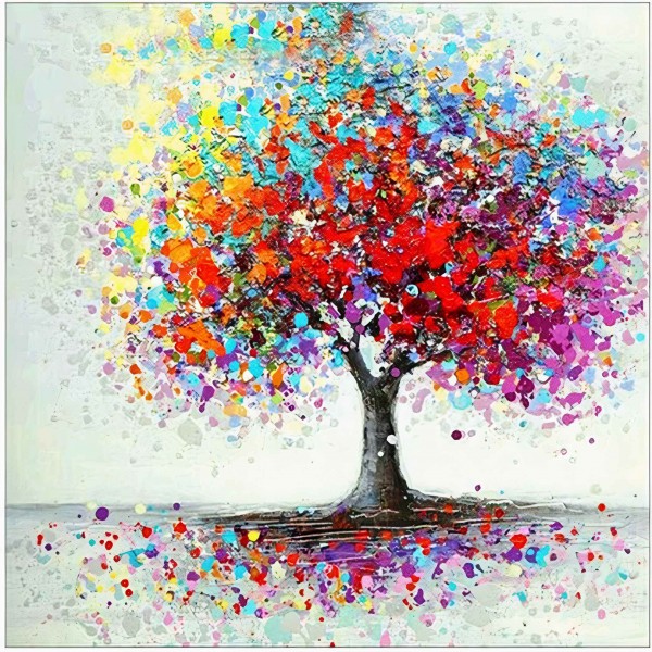 Drzewo z kolorowymi liścmi Diamond Painting
